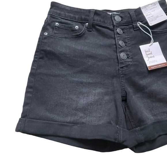 LC Lauren Conrad Women’s High Rise Cuffed Denim Shorts Size 2 Button Fly Stretch - Picture 4 of 9